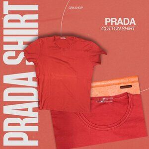 Prada Men’s Cotton Shirt – Red Designer Casual shirt - MEDIUM